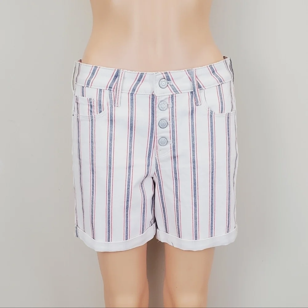Old Navy Button Fly Folded Leg Stripe Jeans Shorts